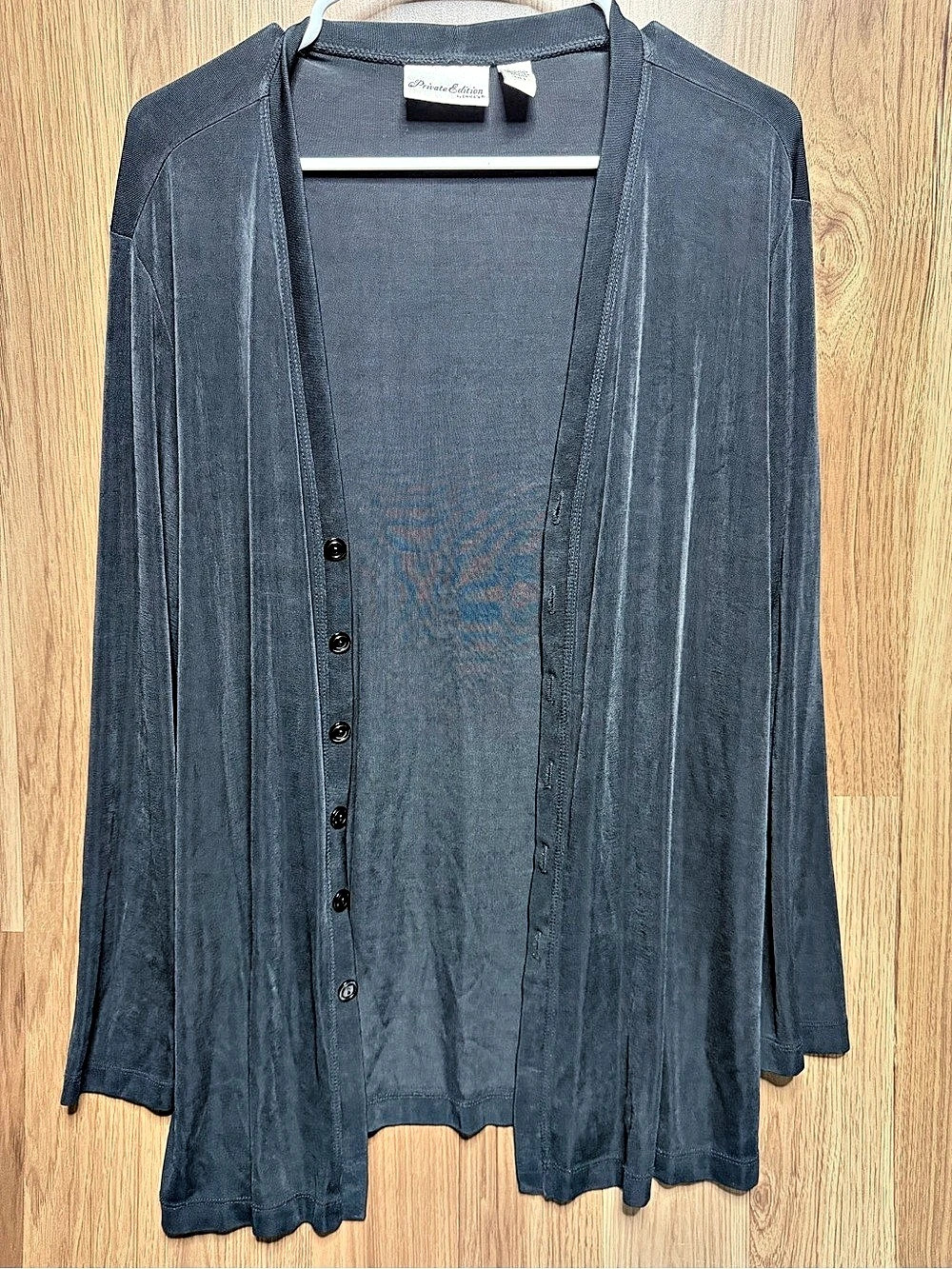 Private Edition by Chico’s Cardigan Women’s Size 3 XL Black Slinky Made USA